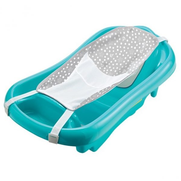 The First Years Sure Comfort Deluxe tub in teal with mesh sling