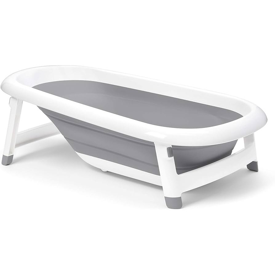 OXO Tot Splash and Store bathtub in grey and white with folding legs