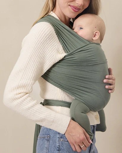 Solly Baby Wrap worn with a newborn