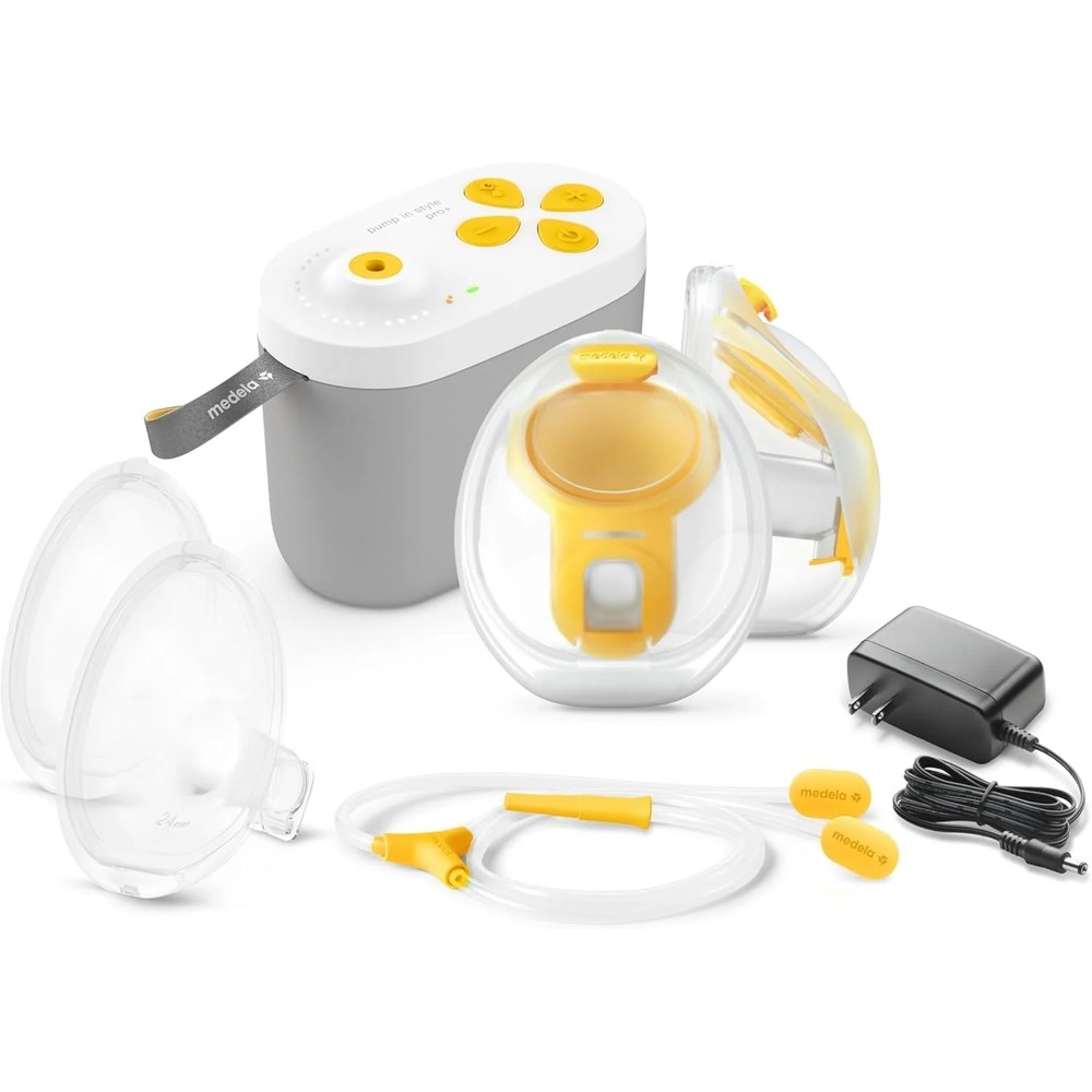 Medela Pump In Style breast pump motor with hands-free collection cups, tubing and power adapter