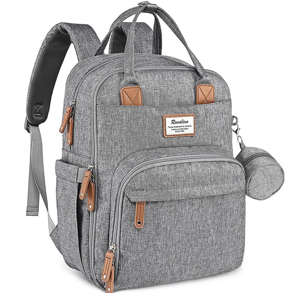 RUVALINO diaper bag backpack in gray
