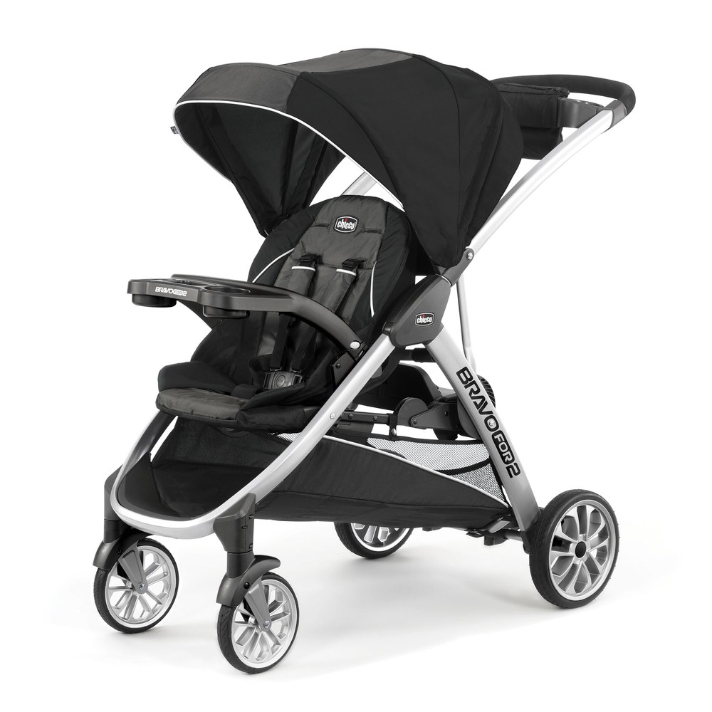 Chicco BravoFor2 standing and sitting double stroller in Iron