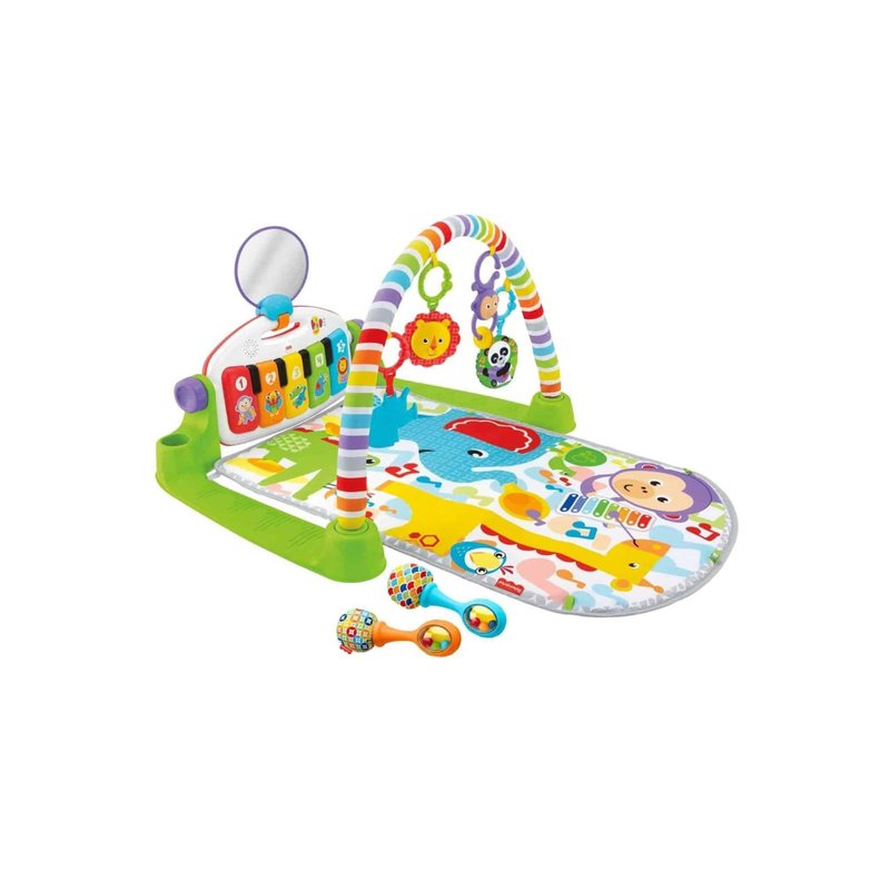 Fisher-Price Deluxe Kick and Play Piano Gym with light-up piano, hanging toys and two maracas