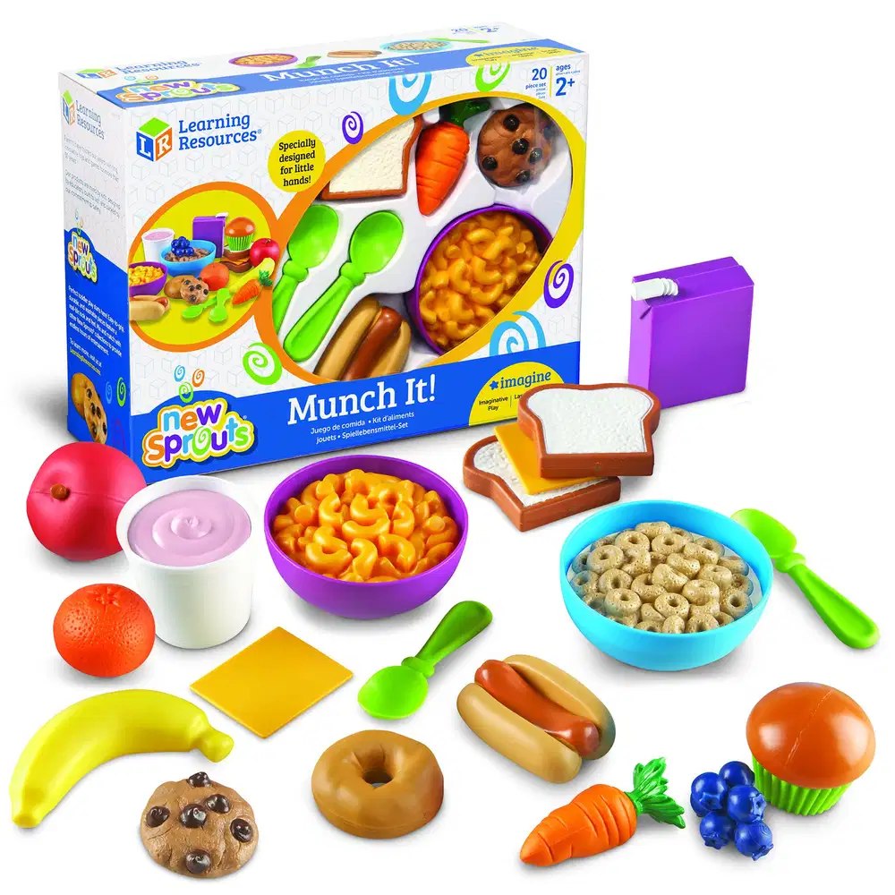 Learning Resources New Sprouts Munch It play food set with bowls, cereal, fruit and snacks